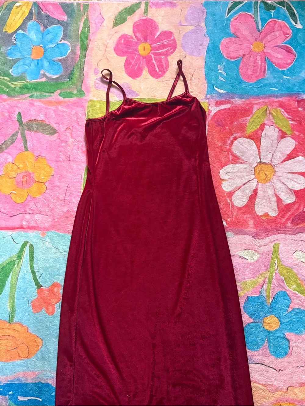 Women's Burgundy Velvet Slip Dress - Brand: